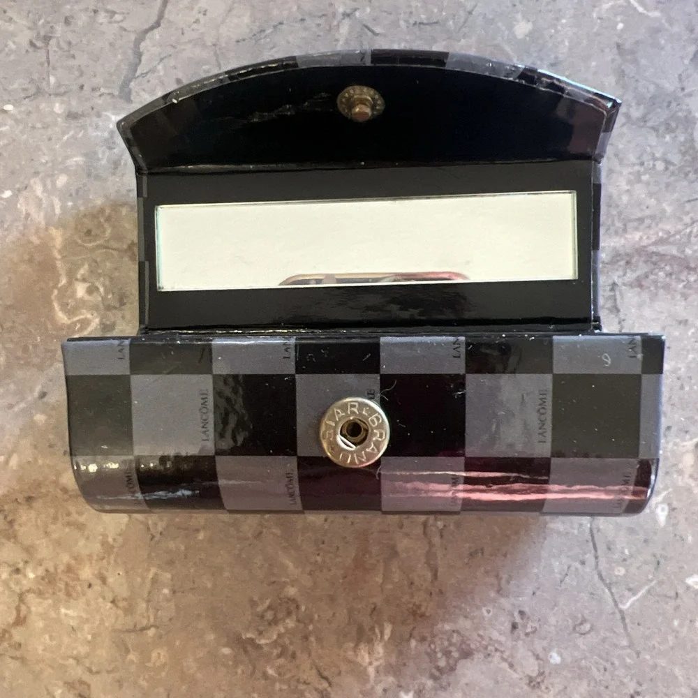 Vintage Lancome Gray Black  Lipstick Case with Mirror